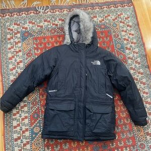 The North Face Black and Gray Jacket with Fur Trim